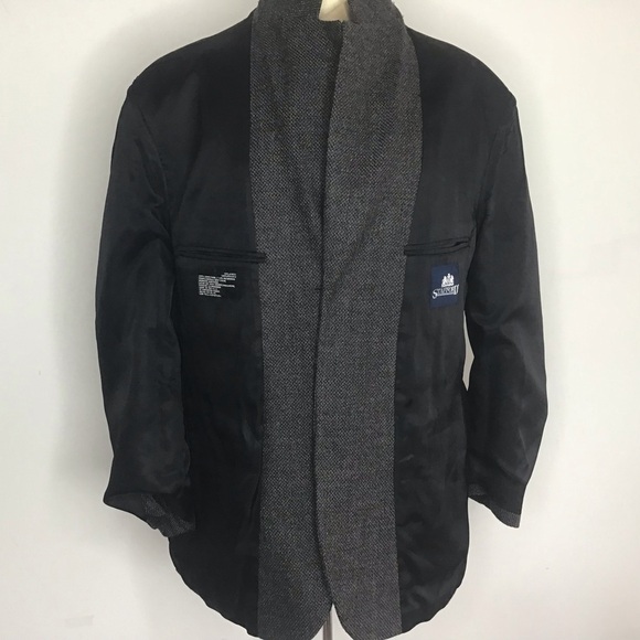 Stafford Vtg Gray Barleycorn Tweed Lambswool 3 Button Notch Collar Blazer 42 S - Picture 8 of 15